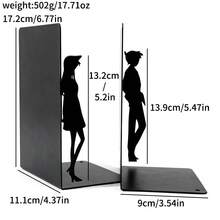 Urban Fashion Figure Silhouette Iron Art Book Stand | Black Metal Desktop Book Storage Stand Anti Slip Book Stand | Modern Simple Art Decorative Bookshelf Organizer Suitable For Students/Office/Study/Library | High End Office Desk Storage Book Stand. - Black - View 13