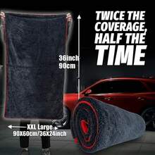Khăn lau xe siêu sợi microfiber XXL cỡ cực lớn với thiết kế vòng xoắn - Công nghệ làm dày siêu thấm hút phù hợp cho ô tô, xe tải, thuyền - Khăn lau chi tiết màu đỏ & xám, vẻ ngoài chuyên nghiệp | Chất liệu thấm hút cao - khăn lau xe - Xem 3