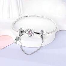 1pc S925 Sterling Silver Safety Chain Bead, Original Star Moon Butterfly Heart Cross Design, Inlaid With Colorful Zirconia Fine Chain, Prevents Beads From Slipping, Suitable For DIY Bracelets, Exquisite Versatile Accessory, Meets Handmade Beading And Daily Wear Decoration Needs - Multicolor - View 8