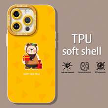 Oso pardo amarillo tema de Año Nuevofunda de teléfono Fundas compatibles con ,Apple,VIVO,OPPO,,, y Honor.Fabricadas en silicona TPU,ofrecen protección contra golpes y caídas.correa para celular - Blanco - Ver 2