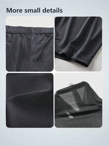 1-Piece Set Of Men's Ice Silk Underwear, Silky Thin Aro Pants, Home Pants, Sleepwear Underwear, Suitable For Home Leisure And Travel Vacations - Black - View 4