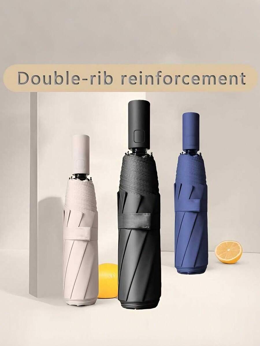 Double Dragon Folding Automatic Umbrella, Black Rubber Coated Sun Protection Umbrella, Suitable For Spring/Summer Rainy Days, Wedding Bridesmaid, Home Bedroom Decor, Beach Travel, Unisex, Mother's Day Gift, Home Gardening Kitchen Decor, Graduation Season