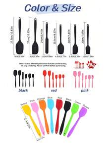 6pcs Silicone Scraper Set, Includes 6 Kitchen Utensils With Silicone Brush Heads, Heat-Resistant, Dishwasher , Made Of Rubber Material, Suitable For Scraping Food Residue, Baking, Cooking And Stirring In Various Scenarios 1/6pcs - Multicolor - View 9