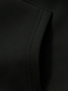 Men's Smiling Face Print Long Sleeve Drawstring Hoodie, Back To School, Autumn - Black - View 3