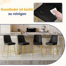 Set Of 2 Bar Stools / 100 Cm High. Stylish Bar Stools / Black PU Leather And Comfortable Footrest / Available In Several Colors / 120 Kg Load Capacity / For Restaurants, Bars And Living Rooms - 黑色+金色 - 查看 7