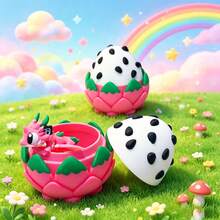 Cute Adorable 3D Printed Dragon Fruit Dragon And Dragon Egg Model Plastic Toy Desktop Decoration Sculpture Ornament Holiday Gift - Multicolor - View 5