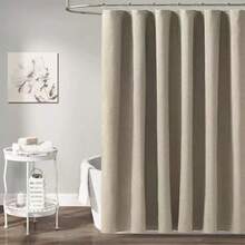 1 pezzo Tenda da doccia impermeabile e ispessita, Tenda da doccia beige con ganci - Tessuto spesso e ad asciugatura rapida per la privacy e la decorazione del bagno - Cachi - Visualizzare 3