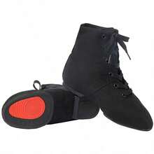 1 Pair Adult High-Top Jazz Dance Boots, Outdoor/Indoor Soft Sole Practice Dance Shoes, New Style, Multiple Colors Available: Red / Black / Beige / Brown (True To Size, Wide Or Full Feet Please Choose One Size Up) - Black - View 3
