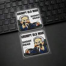 Stiker Mobil Pasangan Tua yang Pemarah, Terbuat dari Bahan PVC, Tahan Air. (Cocok untuk Laptop, Botol Minum, Kotak Perkakas, Skateboard, Casing Ponsel, dan Sepeda Motor) - A - View 8