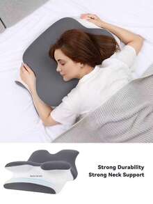 Adjustable Height Memory Foam Butterfly Neck Pillow, With C-Shape/Dual Height Adjustment Function, Shoulder And Neck Pillow, With Transparent Cover, Neck Support Sleep Pillow, Suitable For Side/Back/Stomach Sleeping, Comfortable Sleep, Travel And Home Use - One Size - View 2
