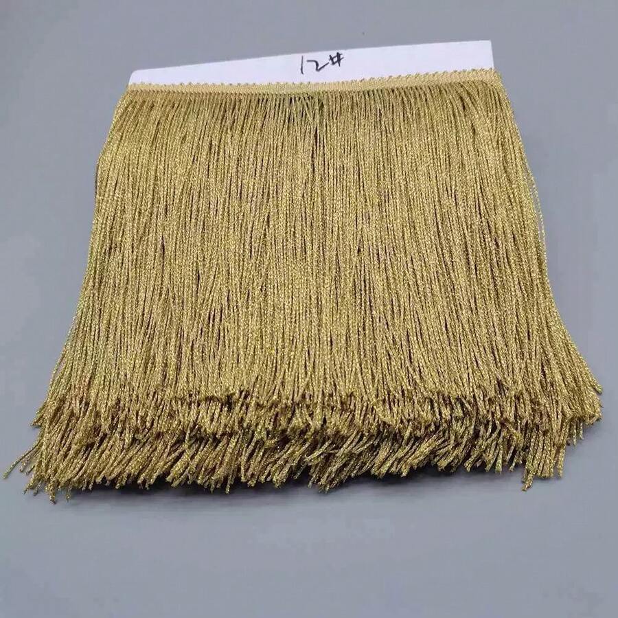 1件 1碼 X 15公分 亮色金屬金銀色流蘇飾邊,用於拉丁舞服裝裝飾 - 多色 - 查看 1