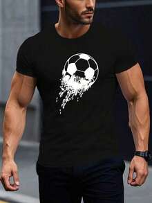 Men's Crew Neck T-Shirt, Printed Shirt For Football Fans And Casual Shirt, Ideal For Sporting Events And Casual Wear, Made Of Comfortable Cotton. 2026 - 黑色 - 查看 1