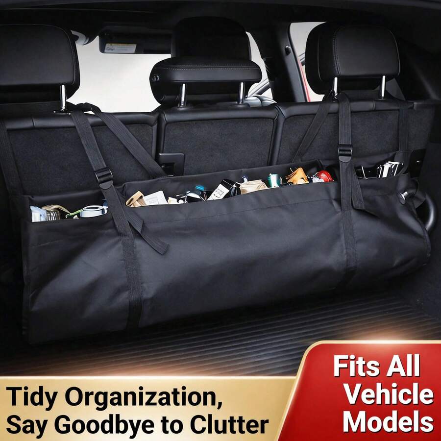 AD 1pc Car Trunk Organizer Bag, Hanging Storage Bag, Oxford Cloth Hanging Storage Bag, Large Capacity Storage Bag, Car Storage Bag - A - View 1
