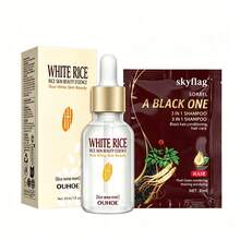 10 botellas de champú colorante instantáneo con extracto de arroz. Este champú contiene jengibre natural, extracto de ginseng, extracto de aloe vera y he shou wu (Polygonum multiflorum), que cubren eficazmente las canas. Ideal como regalo para madres. - Marrón - Ver 13