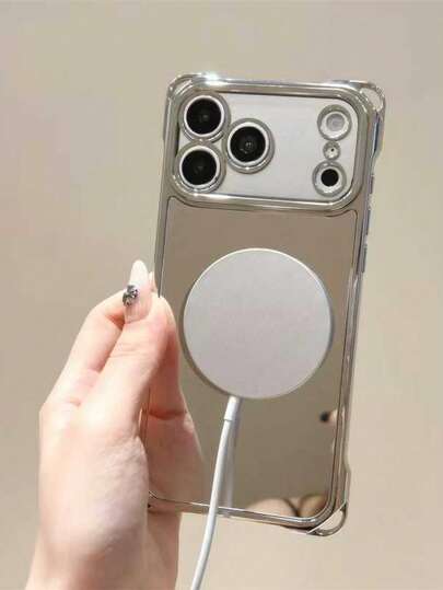 Funda de teléfono espejo plateado Y2K linda y fresca de verano, borde electrochapado a prueba de golpes, carcasa protectora, marco de cámara de ventana grande a prueba de golpes, antideslizante y resistente a arañazos | Diseñada para Apple 17 Pro Max | Compatible con Apple 17/16/15/14/13/12/11 Series