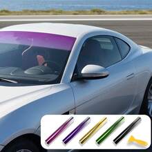 7.87x59 Inch Universal Car Front Windshield Sun Shade Strip, Pink Purple Gradient Color Film, PVC Self-Adhesive Front Window Anti-Glare Anti-Shatter Waterproof Anti-Scratch Vinyl Sticker - Gradient Sunshade Film - View 9