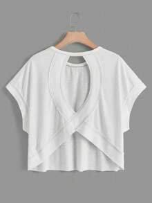 Camiseta   con espalda descubierta y mangas de murciélago - Rosa 2 - Ver 1