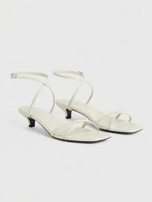 New 2025 Spring/Summer Women's Brown Suede Round Toe Peep Toe Chunky Heel Outdoor High Heel Sandals - Beige - View 4