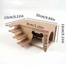 1pc DIY Hamster House Wooden Hideout Bridge Seesaw Villa Pet Small Animal Activity Climbing Exercise Training Toy Cage Accessory - Multicolor - View 29
