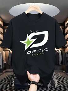 Camiseta Gráfica para Hombre Optic Texas - Camiseta deportiva de corte holgado, con una estrella verde brillante, tela opaca que no es transparente, lavable a máquina, ideal para uso diario - Negro - Ver 1