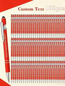 100pcs Customizable Metal Ballpoint Pens - Retractable, Lightweight & Durable, Medium Tip - Purple, Blue, Red, Green, Pink, Black - Business, Office, School Supplies, Back To School & Graduation Gifts - 彩色 - 查看 2