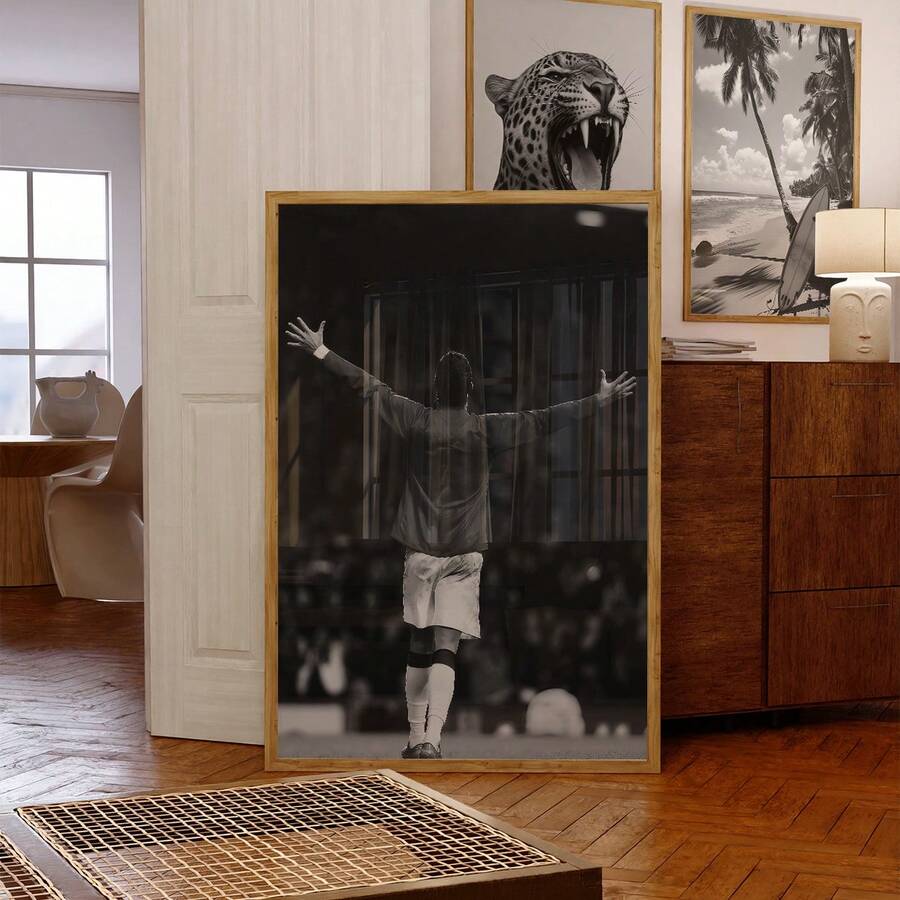 1pc Frameless Handsome Football Star Black White Chic Athlete Wall Art Poster Print For Bedroom Living Room Dorm Party Gift, Room Decor, Prints For Wall - Football Stars - View 1
