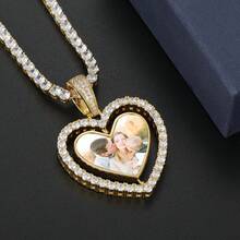 Personalized Heart Photo Necklace, Customized Rotating Glass Pendant, Ice Crystal Heart Photo Jewelry, Unisex Pendant, Birthday Anniversary Gift, Romantic Gift - Multicolor - View 2