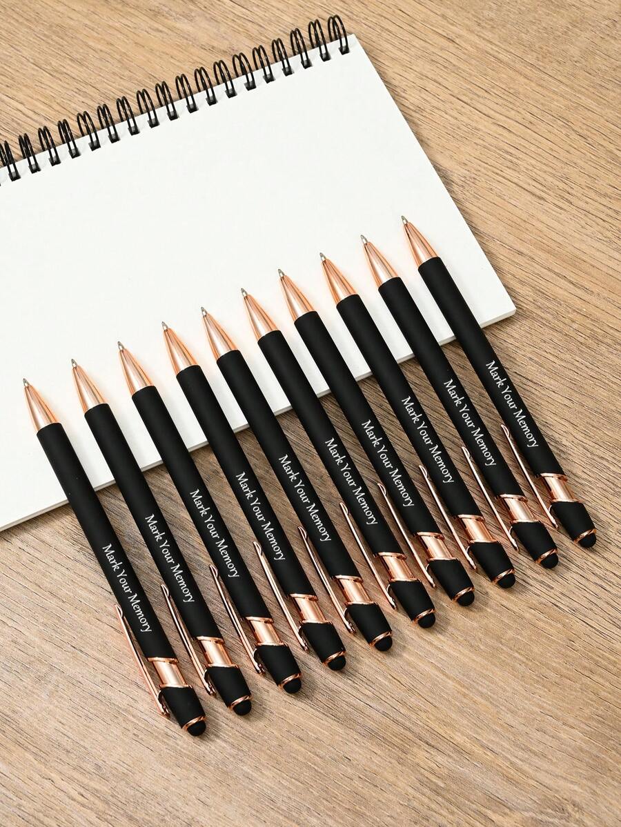 50/100pcs Customized Black Ballpoint Pens, Laser Engraved Personalized Letters And Sentences, Multi-Functional Student Writing Pens, Stationery, Souvenirs, Gifts, Handmade DIY, Personalized Gifts, Wedding Favors - Black - View 1