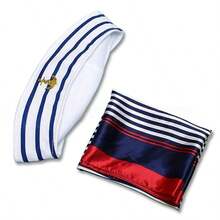 1, 2, 4, 6 Pieces, Adult Navy-Style Hats, Halloween Cosplay Photo Props, Sailor Hats, Anchor Decorations, Navy Striped Cosplay Party Costume Hats - Multicolor - View 3