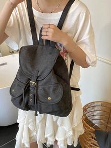 2024新款休閒大容量時尚多功能旅行後背包 學生後背包 - 黑色 - 查看 6