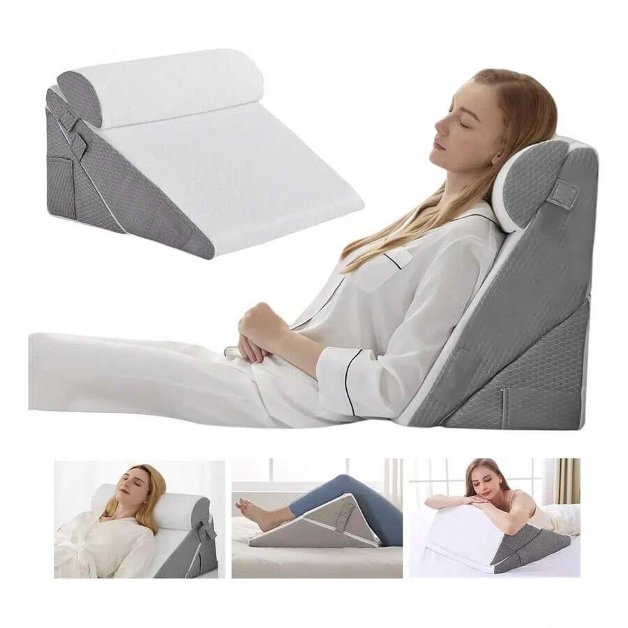 Anti-Reflux Pillow Adjustable Wedge Cushions Back Support - Blanco - View 1