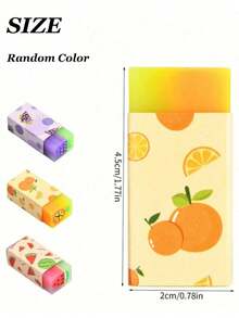 1/3/6pcs Cute Creative Fruit Shaped Erasers, Novel Stationery School Supplies, Perfect Gift For Students/Partial Accessories, Random Color, Text, Pattern, Shape, Back To School - Style 1 - View 6