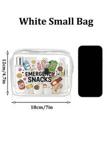 「Emergency Snacks」字母印花 PVC 化妝包，拉鍊密封 PVC 旅行收納袋，輕量耐褪色化妝盥洗包，適合女性與女孩，TSA 認證便攜化妝收納盒，易擦拭清潔，適合母親、老師、朋友、護理師及其他使用者，女性好友禮品袋，學校與度假旅行必備盥洗包，防水盥洗包 - 彩色 - 查看 12