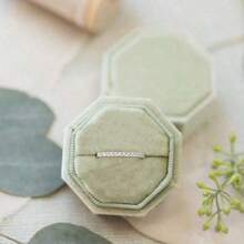 1pc Personalized Octagonal Velvet Ring Box, Customized Letter Combination Ring Holder, Wedding Ring Box, Engagement Ring Box, Anniversary Jewelry Gift Storage Case - Multicolor - View 22
