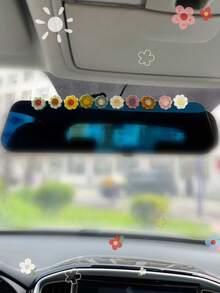 10pcs Flower Shaped Fabric Car Interior Sticker - Multicolor - View 6