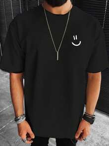 Manfinity Homme Hombres talla grande Camiseta con estampado de dibujos animados - Negro - Ver 1