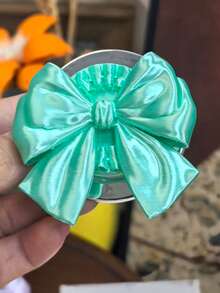 1個卡通可愛新款3D列印絲綢蝴蝶結磁吸手機支架，粉色/藍色/綠色/白色/紫色/黃色，伸縮便攜極簡桌面手機架，適合作為姐妹、女朋友和同學的節日禮物 - 彩色 - 查看 9