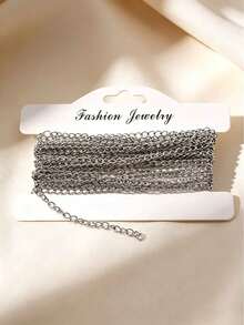 1/2/5m 304 Stainless Steel Extension Chain, 3mm Thick, For Jewelry Making And DIY Crafts - 3mm Wide Extension Chain - View 5