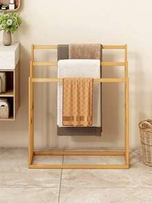 Freestanding Bathroom Towel Rack - Space-Saving Floor Towel Storage Rack With Multiple Shelves, Light Brown And Brown, Perfect For Home Use, Bathroom Storage Solution | Minimalist Design, Bathroom Storage Rack And Shelves, Towel Rack - Multicolor - View 2