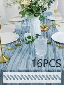24pcs Olive Green Sheer Table Runners, Suitable For Forest Theme Shower, Bridal Wedding Decor, Rustic Style Table Decoration, Party, Communion, Engagement Center Pieces - Multicolor - View 174