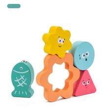 1 Set Baby Fishing Shape Puzzle Toy, Geometric Shape Color Sorting Hand-Eye Coordination Training Wooden Educational Toy - Multicolor - View 9