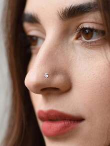 8pcs Gold/Silver S-Shaped Nose Ring Set, Multi-Size Clear CZ Nose Piercing Jewelry, Minimalist Daily Wear, Unisex - 8 Pcs Nose Stud - View 6