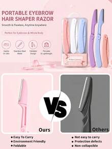 Foldable , Portable Facial Hair Removal Shaver, Eyebrow Trimmer With Precision Blade, Women's Facial Hair Removal Tool, Multi-Color Disposable/Reusable Eyebrow Shaping Razor, Gentle Exfoliating Eyebrow Shaping Facial Grooming Razor - Multicolor - View 7