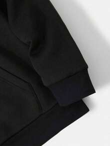 Hoodie Kasual Pria dengan Motif Karakter Cina, Musim Gugur/Dingin - Hitam - View 6