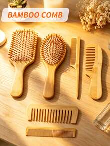 1 Set handgefertigtes Bambus-Antistatik-Kammset, natürlicher Bambuskamm, unisex, geeignet für Haar- und Bartpflege, kann für Lockenstyling und -formung verwendet werden, Geschenk für Frauen, Brautjungferngeschenk, Lehrergeschenk - Verschiedenfarbig - Übersicht 1