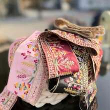 1碼刺繡蕾絲飾邊，壓紋玫瑰蕾絲邊飾，復古鉤編鏤空布料飾邊，DIY家居裝飾、衣物、包包、裙襬飾品，手工藝與縫紉用品刺繡飾邊 - 多色 - 查看 1