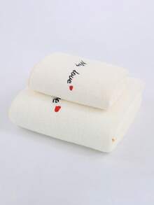 1/2 pièces Ensemble de serviette de bain & serviette de main, ultra doux absorbant séchage rapide, pour le lavage du visage & le bain, serviettes en polaire de corail légères, convient pour la salle de bain, la chambre, la maison, l'hôtel, la piscine, le SPA, toutes les saisons - Blanc - Voir 1
