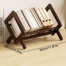 1pc Minimalist Bamboo Desktop Bookshelf, Single Layer Foldable Book Storage Rack, Natural Wood Style Book Organizer, Suitable For Home Office Bedroom Desktop Display, 30cm/40cm Optional - Multicolor - View 12