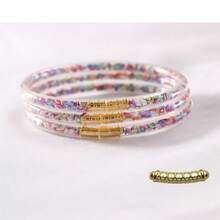 3pcs Set Fashion PVC Ultra-Light Ultra-Clear Transparent Plastic Tube Multi-Layer Stackable Rhombus Sequin Bracelets, Suitable For Women's New Year Party Wear, Best Friend Gift - 3 Pieces/set, Diamond Shape - View 17