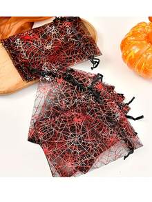 10pcs Halloween Drawstring Gauze Bags - Spider Web Print Bags, (Spider Web, Bat, Pumpkin) Candy Jewelry Gift Bags, Drawstring Mesh Gift Bags, Multi-Color Printed Packaging Candy Bags, Holiday Gift Bags, Jewelry Storage Bags, Event Party Gift Bags - Halloween, Christmas, Thanksgiving Family Friends Holiday Party - Gift Storage, Handmade Enthusiast Gift - Multiple Styles - View 11